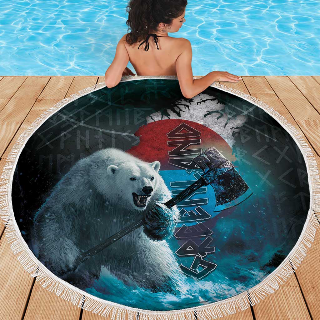Greenlandic Polar Bear Warrior Beach Blanket Nordic and Runes Style - Wonder Print Shop