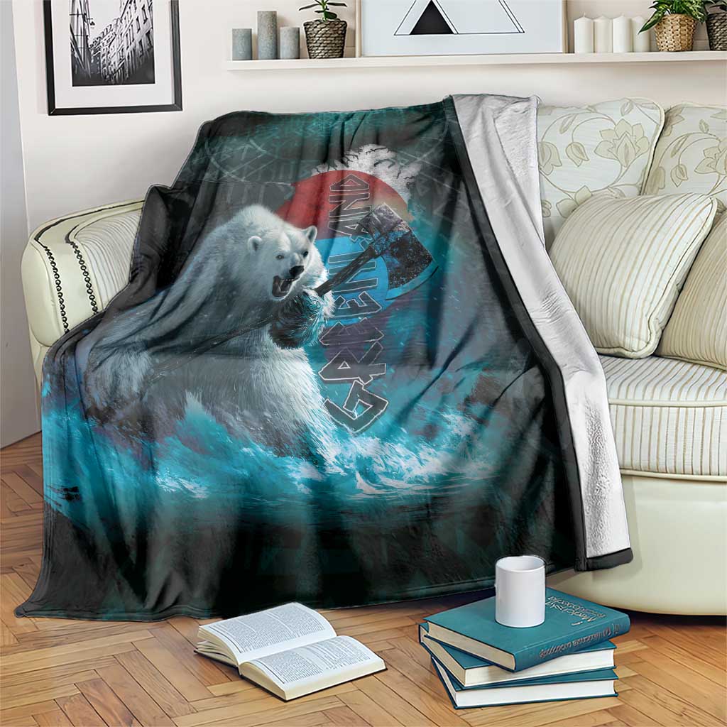 Greenlandic Polar Bear Warrior Blanket Nordic and Runes Style - Wonder Print Shop