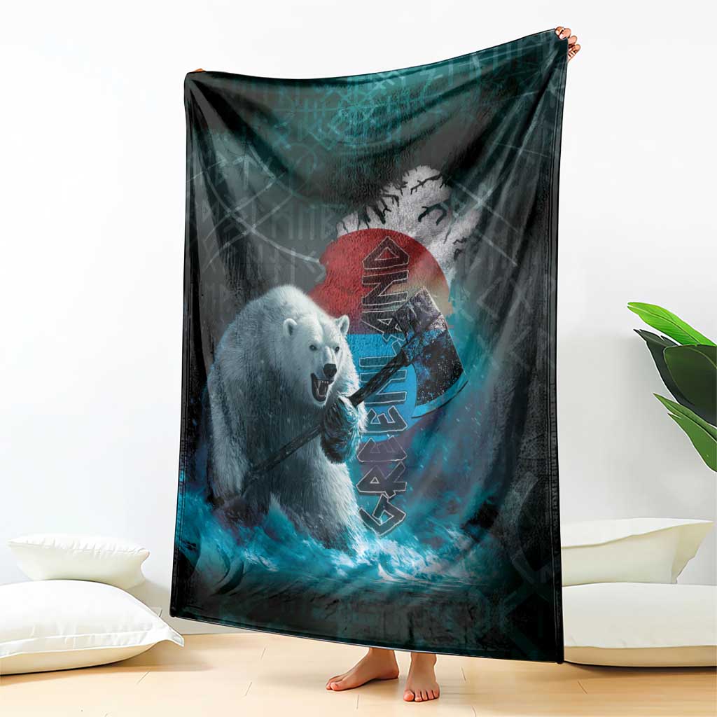 Greenlandic Polar Bear Warrior Blanket Nordic and Runes Style - Wonder Print Shop