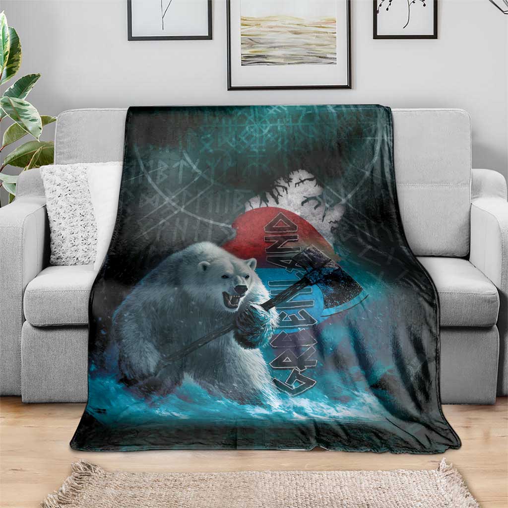 Greenlandic Polar Bear Warrior Blanket Nordic and Runes Style - Wonder Print Shop