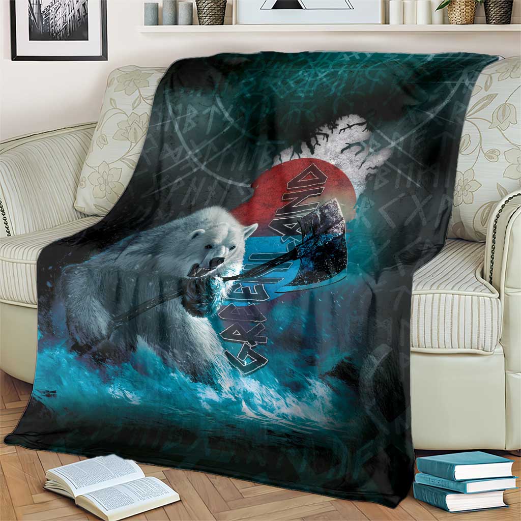 Greenlandic Polar Bear Warrior Blanket Nordic and Runes Style - Wonder Print Shop