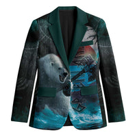 Greenlandic Polar Bear Warrior Blazer Nordic and Runes Style - Wonder Print Shop