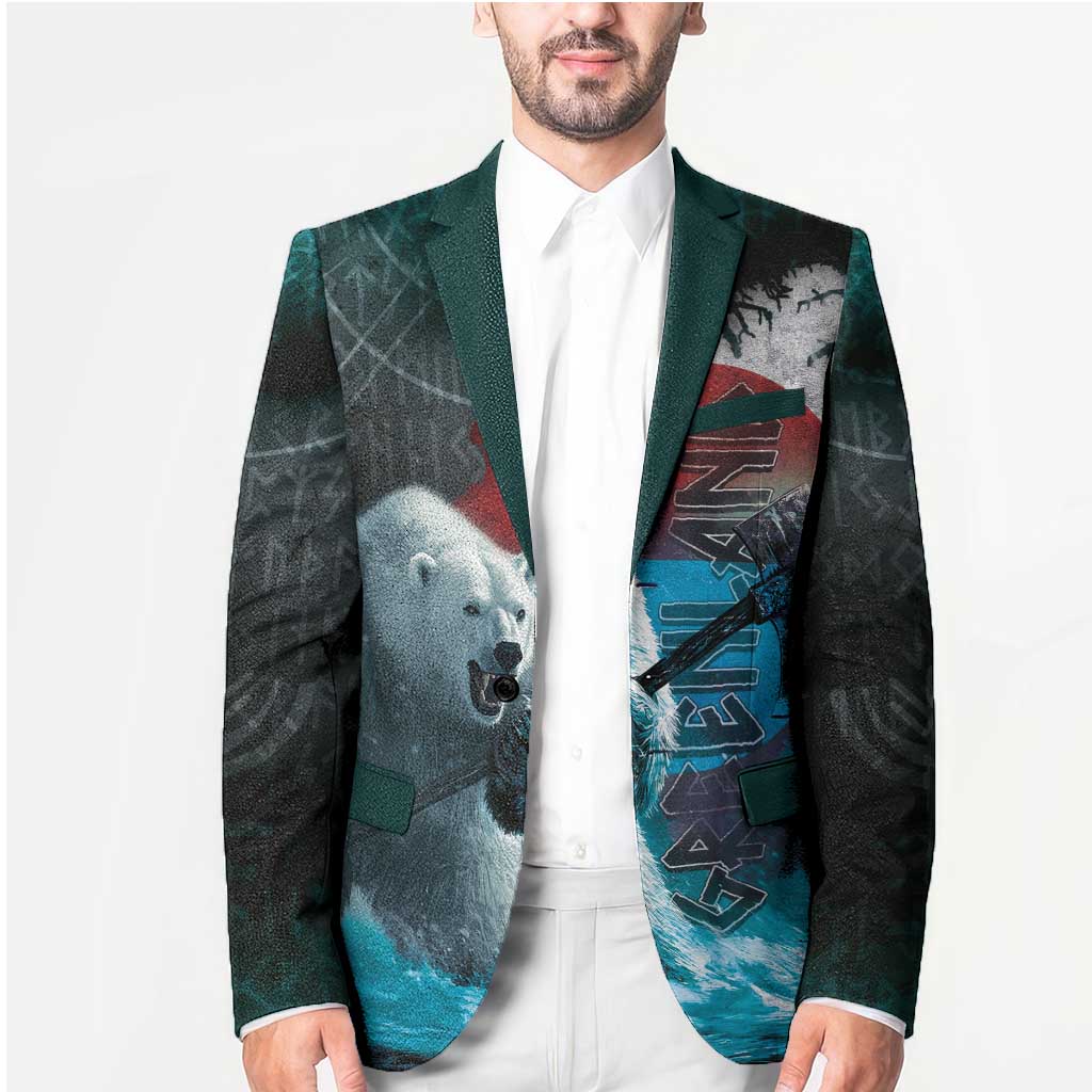Greenlandic Polar Bear Warrior Blazer Nordic and Runes Style - Wonder Print Shop