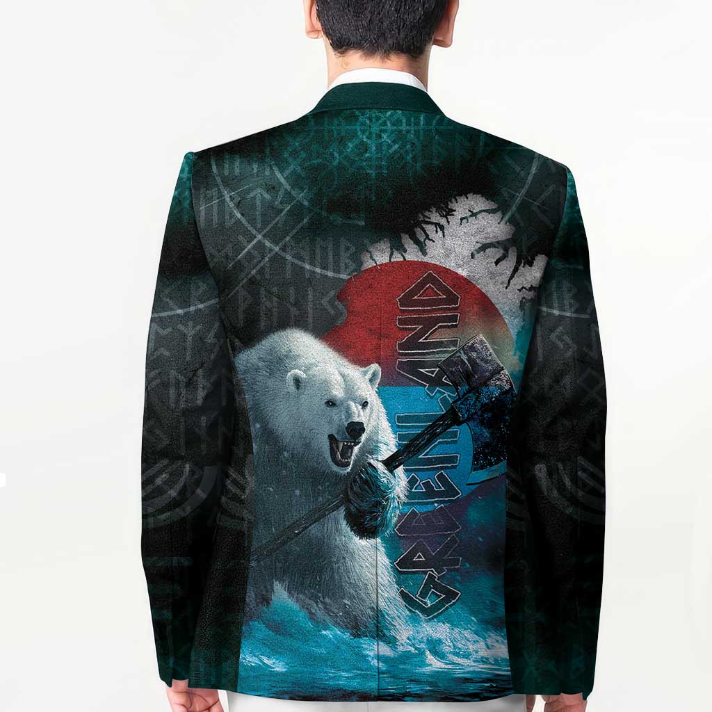 Greenlandic Polar Bear Warrior Blazer Nordic and Runes Style - Wonder Print Shop