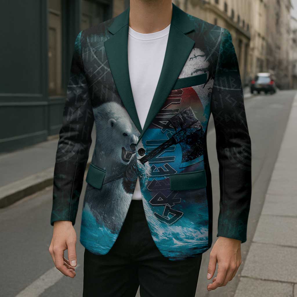 Greenlandic Polar Bear Warrior Blazer Nordic and Runes Style - Wonder Print Shop