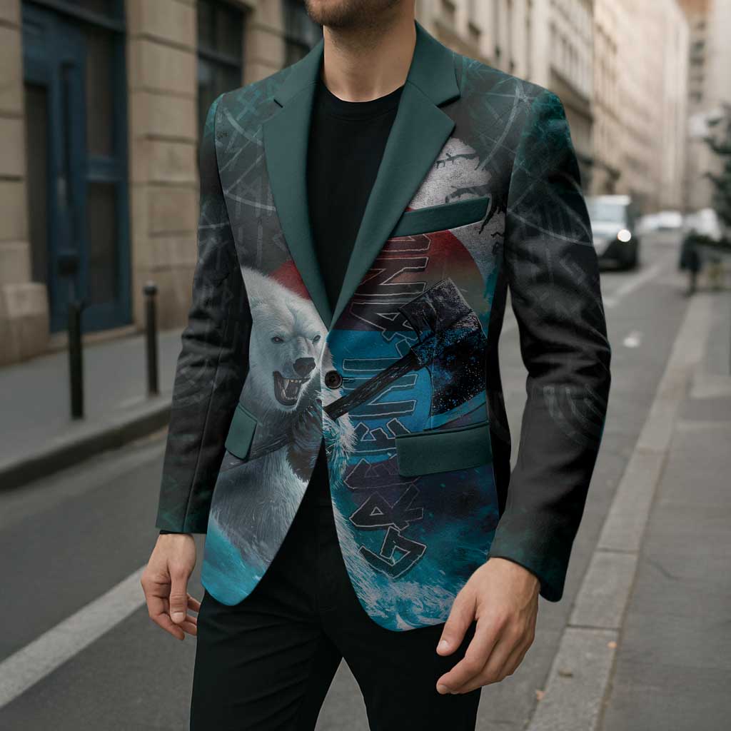 Greenlandic Polar Bear Warrior Blazer Nordic and Runes Style - Wonder Print Shop