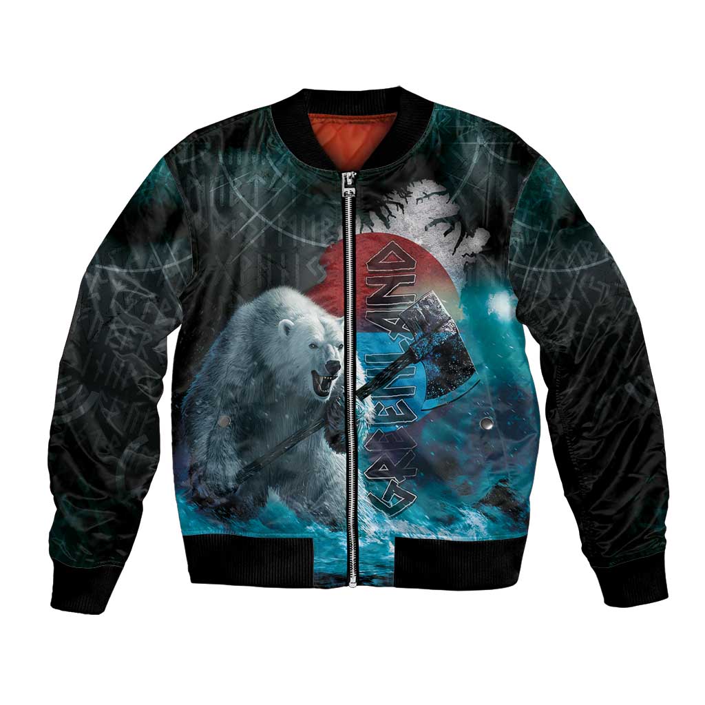 Greenlandic Polar Bear Warrior Bomber Jacket Nordic and Runes Style - Wonder Print Shop