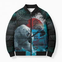 Greenlandic Polar Bear Warrior Bomber Puffer Jacket Nordic and Runes Style - Wonder Print Shop