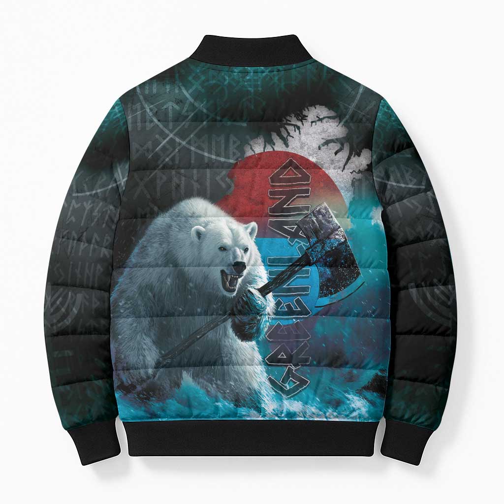 Greenlandic Polar Bear Warrior Bomber Puffer Jacket Nordic and Runes Style - Wonder Print Shop
