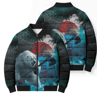 Greenlandic Polar Bear Warrior Bomber Puffer Jacket Nordic and Runes Style - Wonder Print Shop