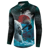 Greenlandic Polar Bear Warrior Button Sweatshirt Nordic and Runes Style - Wonder Print Shop