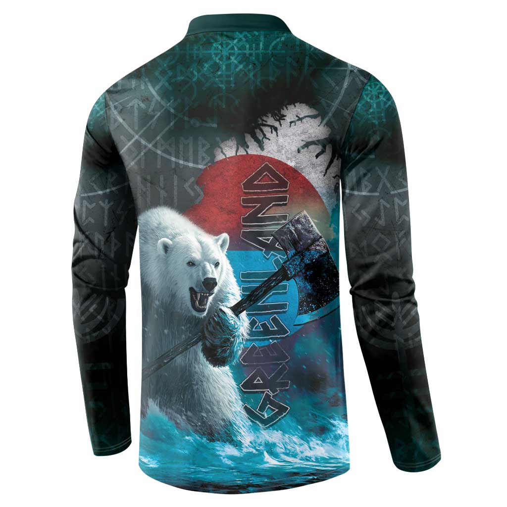 Greenlandic Polar Bear Warrior Button Sweatshirt Nordic and Runes Style - Wonder Print Shop