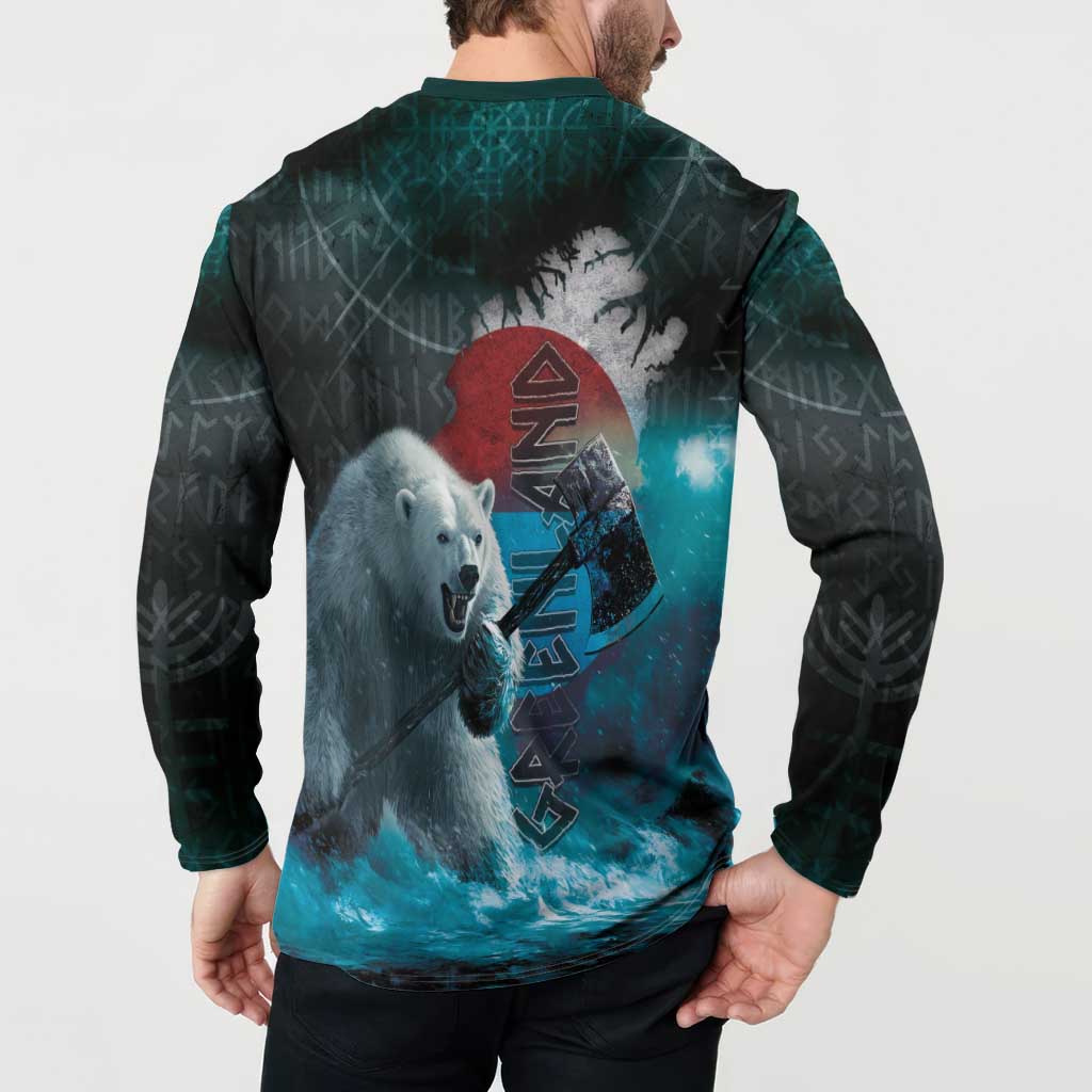 Greenlandic Polar Bear Warrior Button Sweatshirt Nordic and Runes Style - Wonder Print Shop