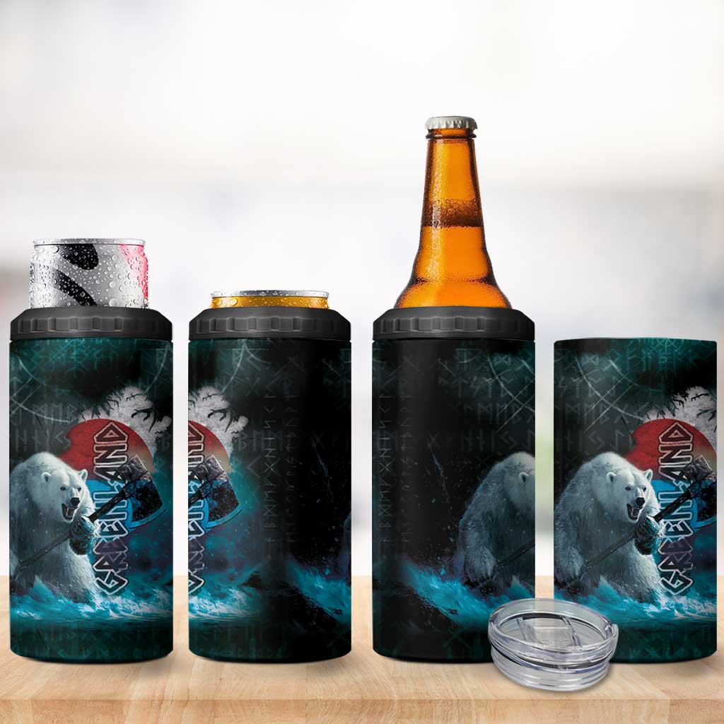 Greenlandic Polar Bear Warrior 4 in 1 Can Cooler Tumbler Nordic and Runes Style - Wonder Print Shop