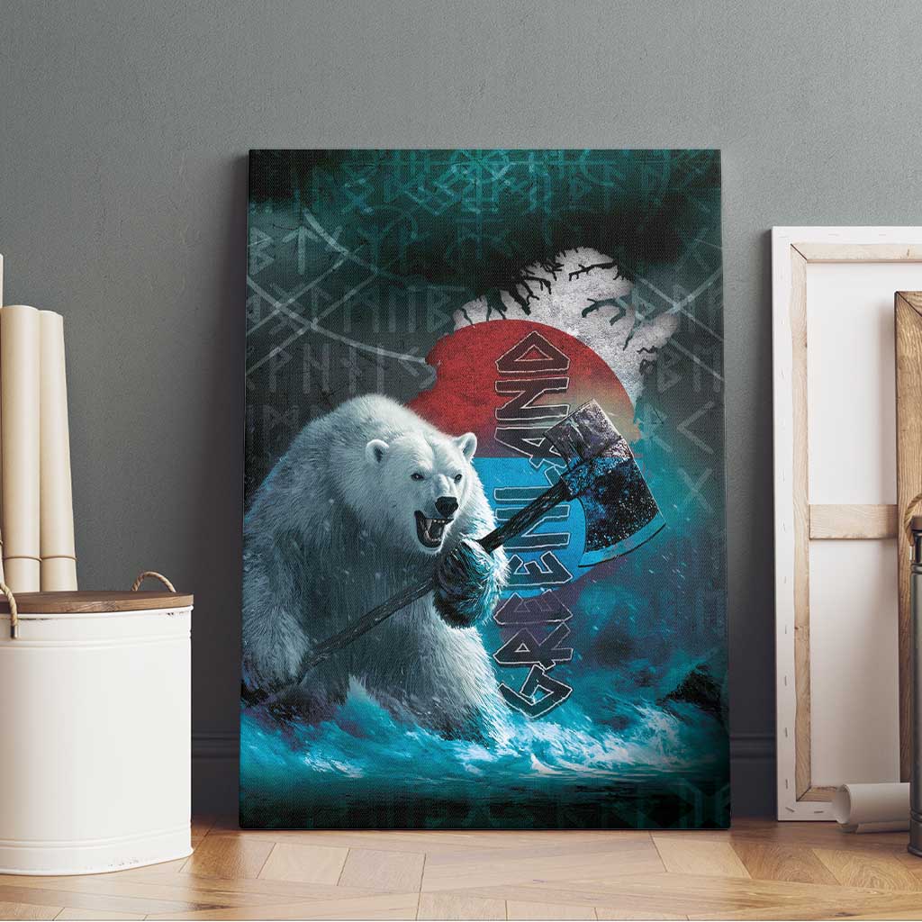 Greenlandic Polar Bear Warrior Canvas Wall Art Nordic and Runes Style - Wonder Print Shop