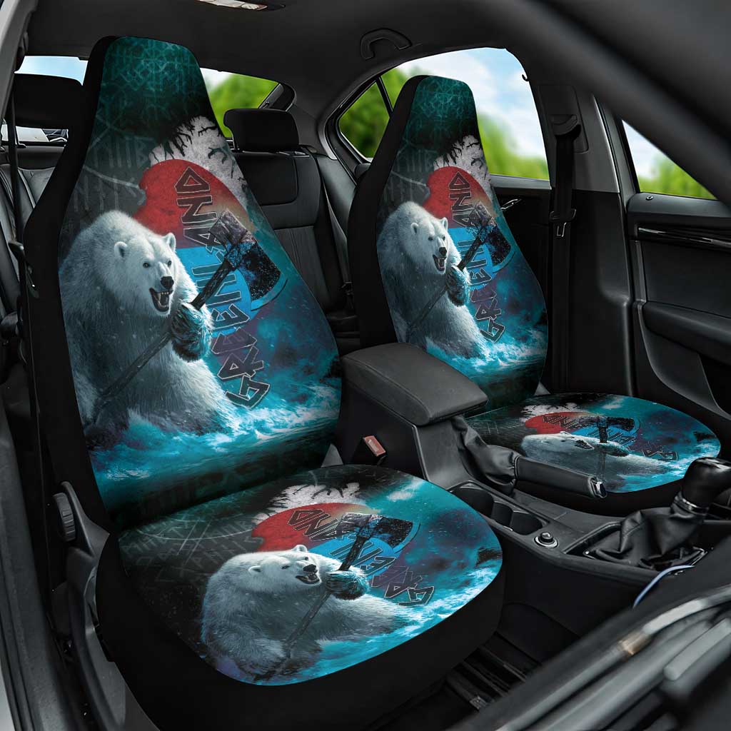 Greenlandic Polar Bear Warrior Car Seat Cover Nordic and Runes Style - Wonder Print Shop