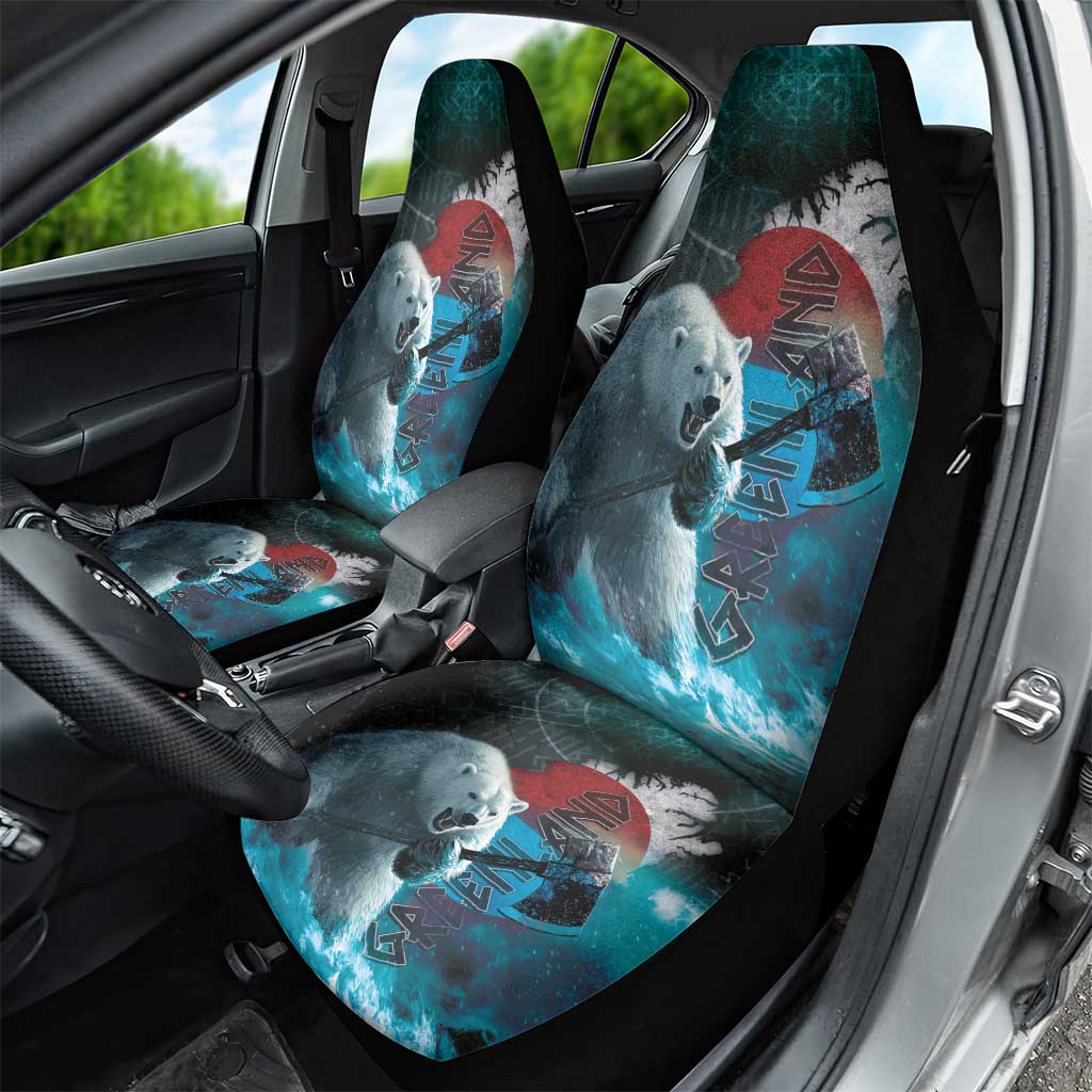Greenlandic Polar Bear Warrior Car Seat Cover Nordic and Runes Style - Wonder Print Shop