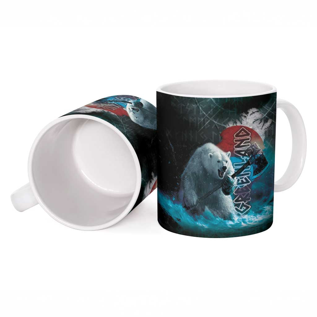 Greenlandic Polar Bear Warrior Ceramic Mug Nordic and Runes Style - Wonder Print Shop