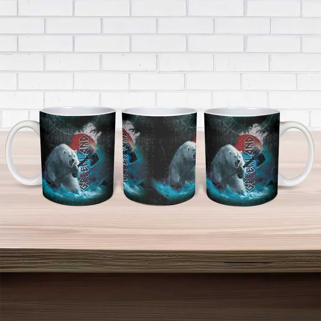 Greenlandic Polar Bear Warrior Ceramic Mug Nordic and Runes Style - Wonder Print Shop