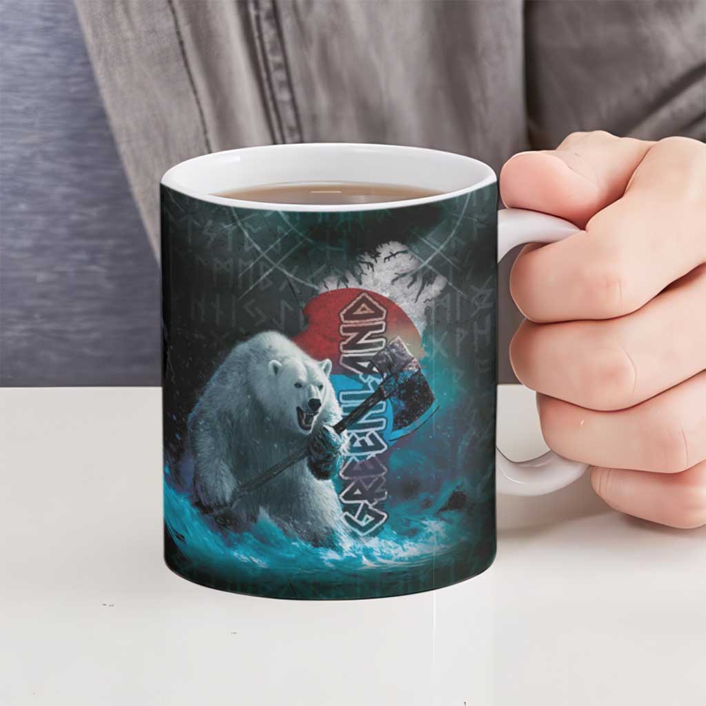 Greenlandic Polar Bear Warrior Ceramic Mug Nordic and Runes Style - Wonder Print Shop
