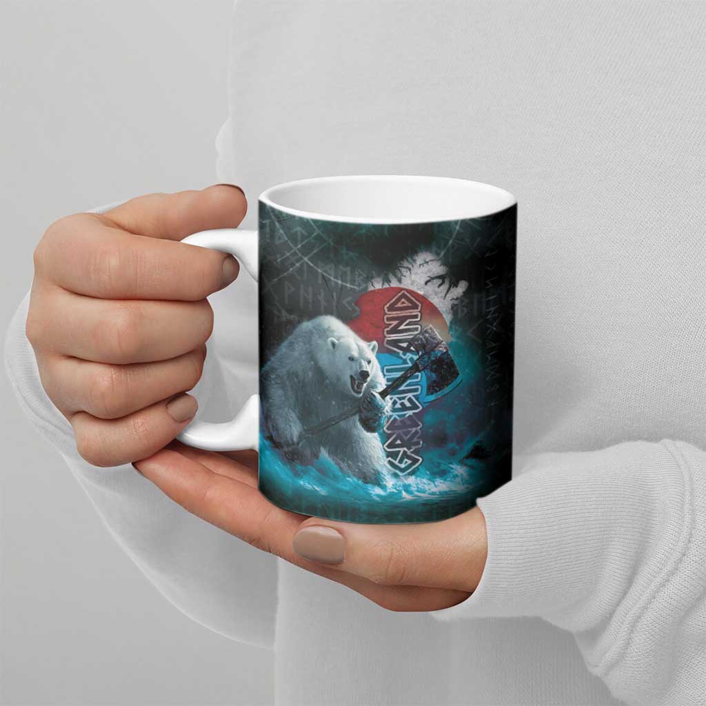 Greenlandic Polar Bear Warrior Ceramic Mug Nordic and Runes Style - Wonder Print Shop
