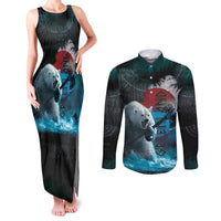 Greenlandic Polar Bear Warrior Couples Matching Tank Maxi Dress and Long Sleeve Button Shirt Nordic and Runes Style - Wonder Print Shop