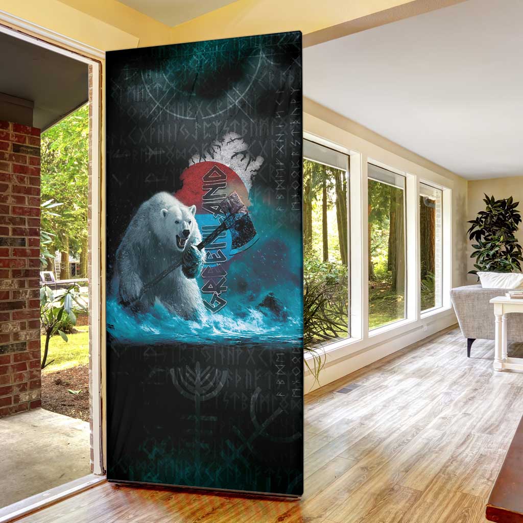 Greenlandic Polar Bear Warrior Door Cover Nordic and Runes Style - Wonder Print Shop