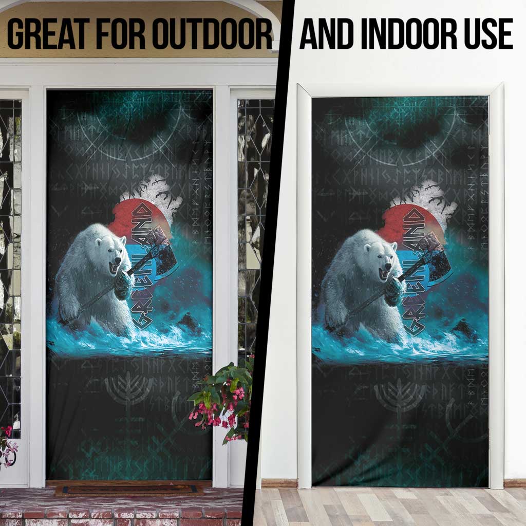 Greenlandic Polar Bear Warrior Door Cover Nordic and Runes Style - Wonder Print Shop