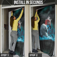 Greenlandic Polar Bear Warrior Door Cover Nordic and Runes Style - Wonder Print Shop