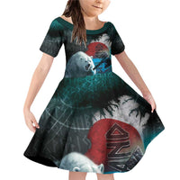 Greenlandic Polar Bear Warrior Family Matching Off Shoulder Short Dress and Hawaiian Shirt Nordic and Runes Style - Wonder Print Shop