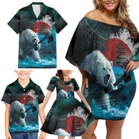 Greenlandic Polar Bear Warrior Family Matching Off Shoulder Short Dress and Hawaiian Shirt Nordic and Runes Style - Wonder Print Shop