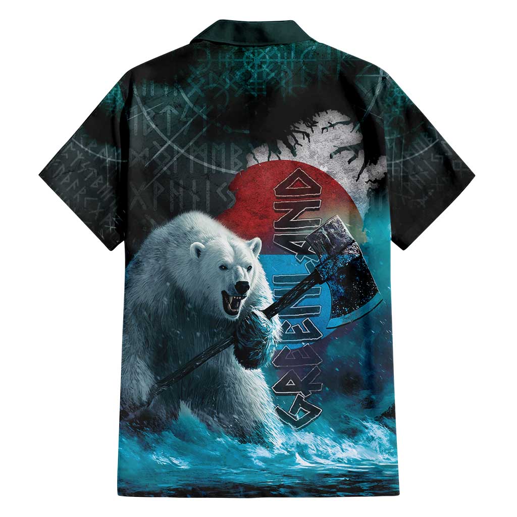 Greenlandic Polar Bear Warrior Family Matching Off Shoulder Short Dress and Hawaiian Shirt Nordic and Runes Style - Wonder Print Shop