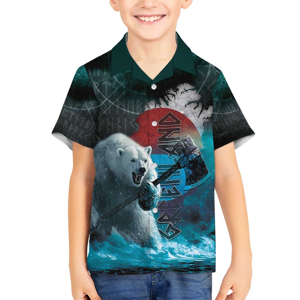 Greenlandic Polar Bear Warrior Family Matching Puletasi and Hawaiian Shirt Nordic and Runes Style - Wonder Print Shop