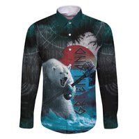 Greenlandic Polar Bear Warrior Family Matching Summer Maxi Dress and Hawaiian Shirt Nordic and Runes Style - Wonder Print Shop