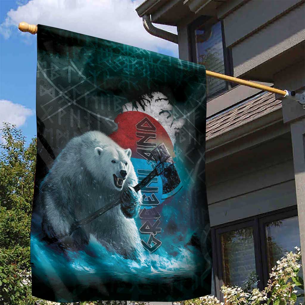 Greenlandic Polar Bear Warrior Garden Flag Nordic and Runes Style - Wonder Print Shop