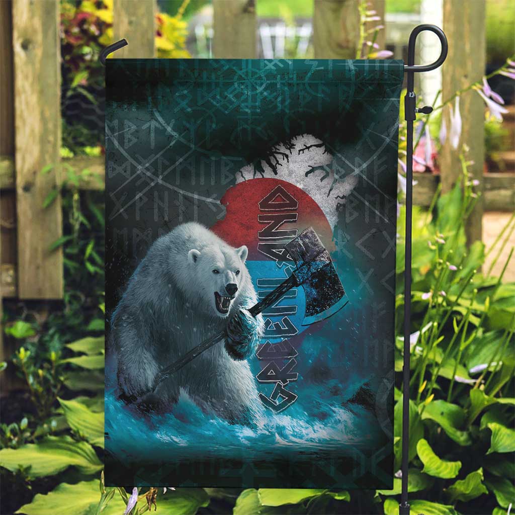 Greenlandic Polar Bear Warrior Garden Flag Nordic and Runes Style - Wonder Print Shop