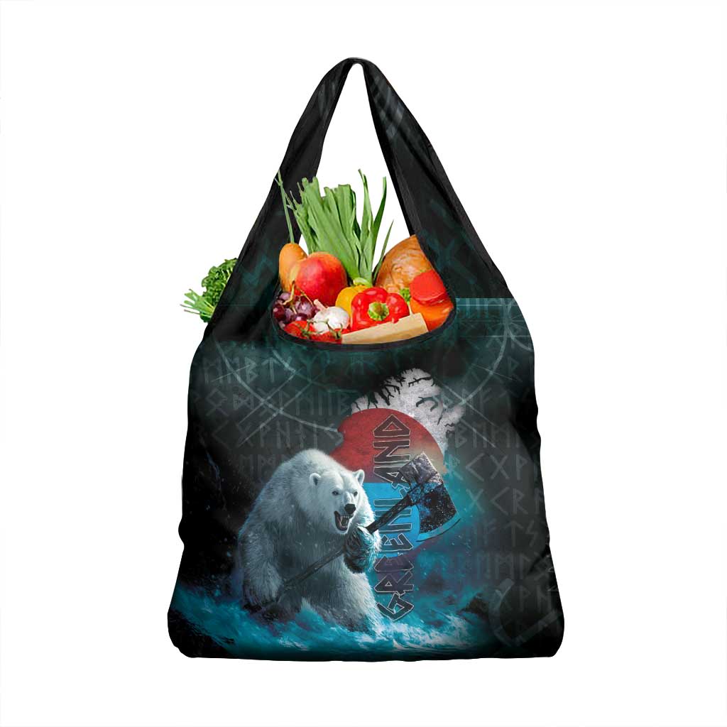 Greenlandic Polar Bear Warrior Grocery Bag Nordic and Runes Style - Wonder Print Shop