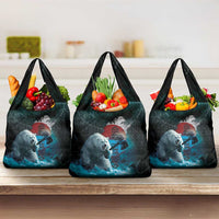 Greenlandic Polar Bear Warrior Grocery Bag Nordic and Runes Style - Wonder Print Shop