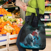 Greenlandic Polar Bear Warrior Grocery Bag Nordic and Runes Style - Wonder Print Shop