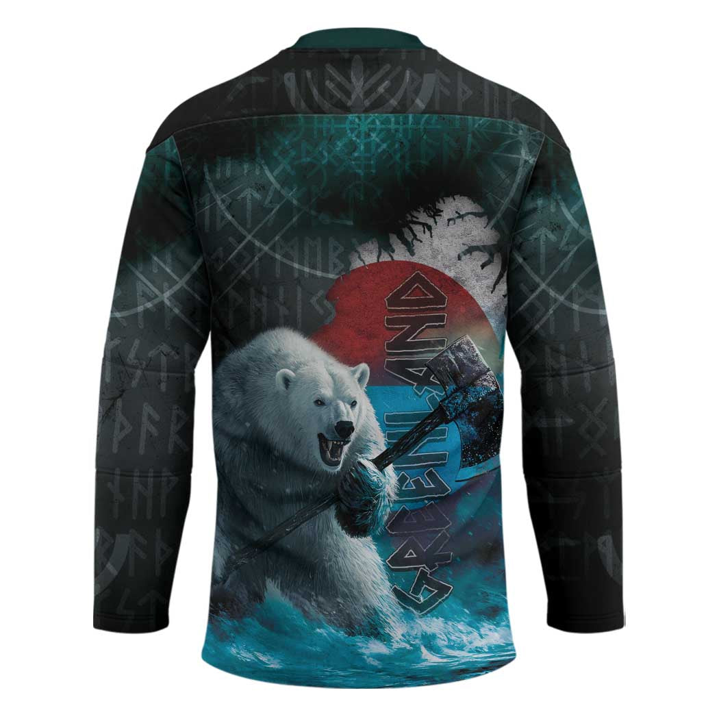 Greenlandic Polar Bear Warrior Hockey Jersey Nordic and Runes Style - Wonder Print Shop
