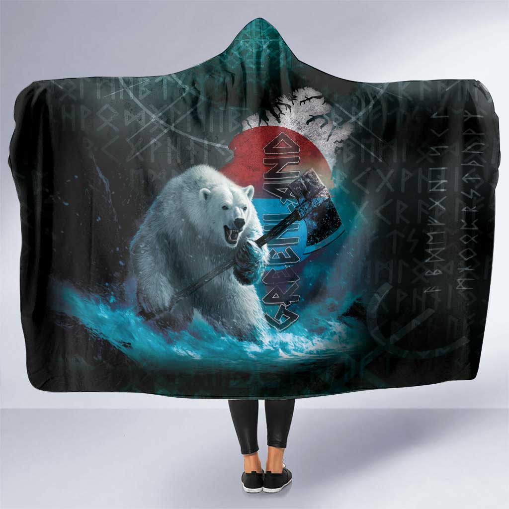 Greenlandic Polar Bear Warrior Hooded Blanket Nordic and Runes Style - Wonder Print Shop