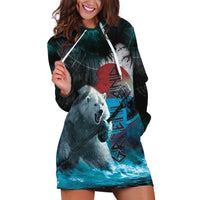 Greenlandic Polar Bear Warrior Hoodie Dress Nordic and Runes Style - Wonder Print Shop