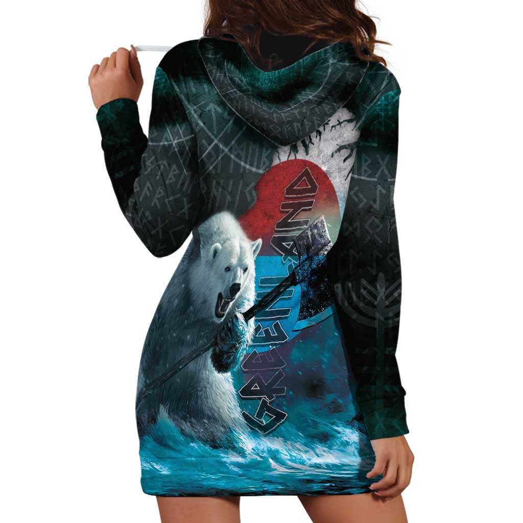 Greenlandic Polar Bear Warrior Hoodie Dress Nordic and Runes Style - Wonder Print Shop