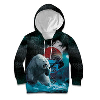 Greenlandic Polar Bear Warrior Kid Hoodie Nordic and Runes Style - Wonder Print Shop