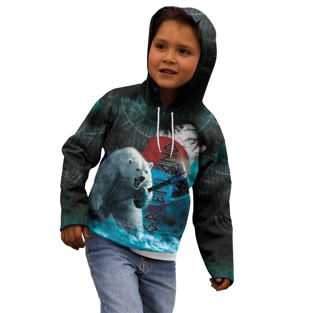 Greenlandic Polar Bear Warrior Kid Hoodie Nordic and Runes Style - Wonder Print Shop