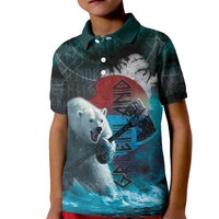 Greenlandic Polar Bear Warrior Kid Polo Shirt Nordic and Runes Style - Wonder Print Shop