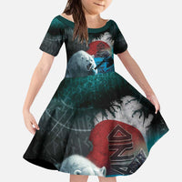 Greenlandic Polar Bear Warrior Kid Short Sleeve Dress Nordic and Runes Style - Wonder Print Shop