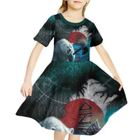 Greenlandic Polar Bear Warrior Kid Short Sleeve Dress Nordic and Runes Style - Wonder Print Shop