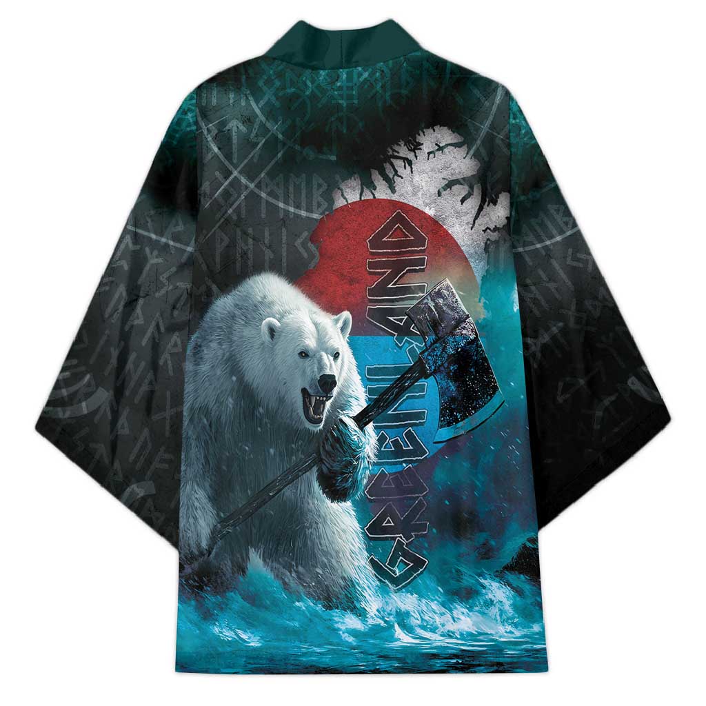 Greenlandic Polar Bear Warrior Kimono Nordic and Runes Style - Wonder Print Shop