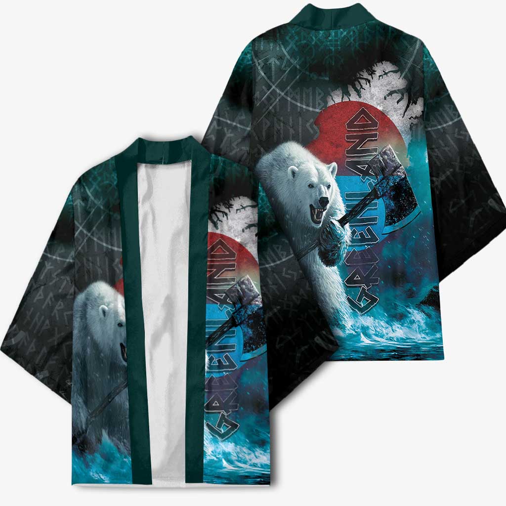 Greenlandic Polar Bear Warrior Kimono Nordic and Runes Style - Wonder Print Shop